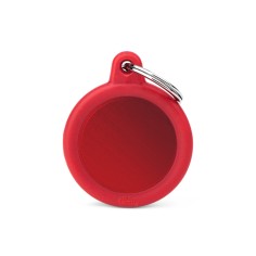 Hushtag Red Aluminum Circle ID Tag with Rubber