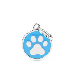 Classic Light Blue Circle con Paw ID Tag
