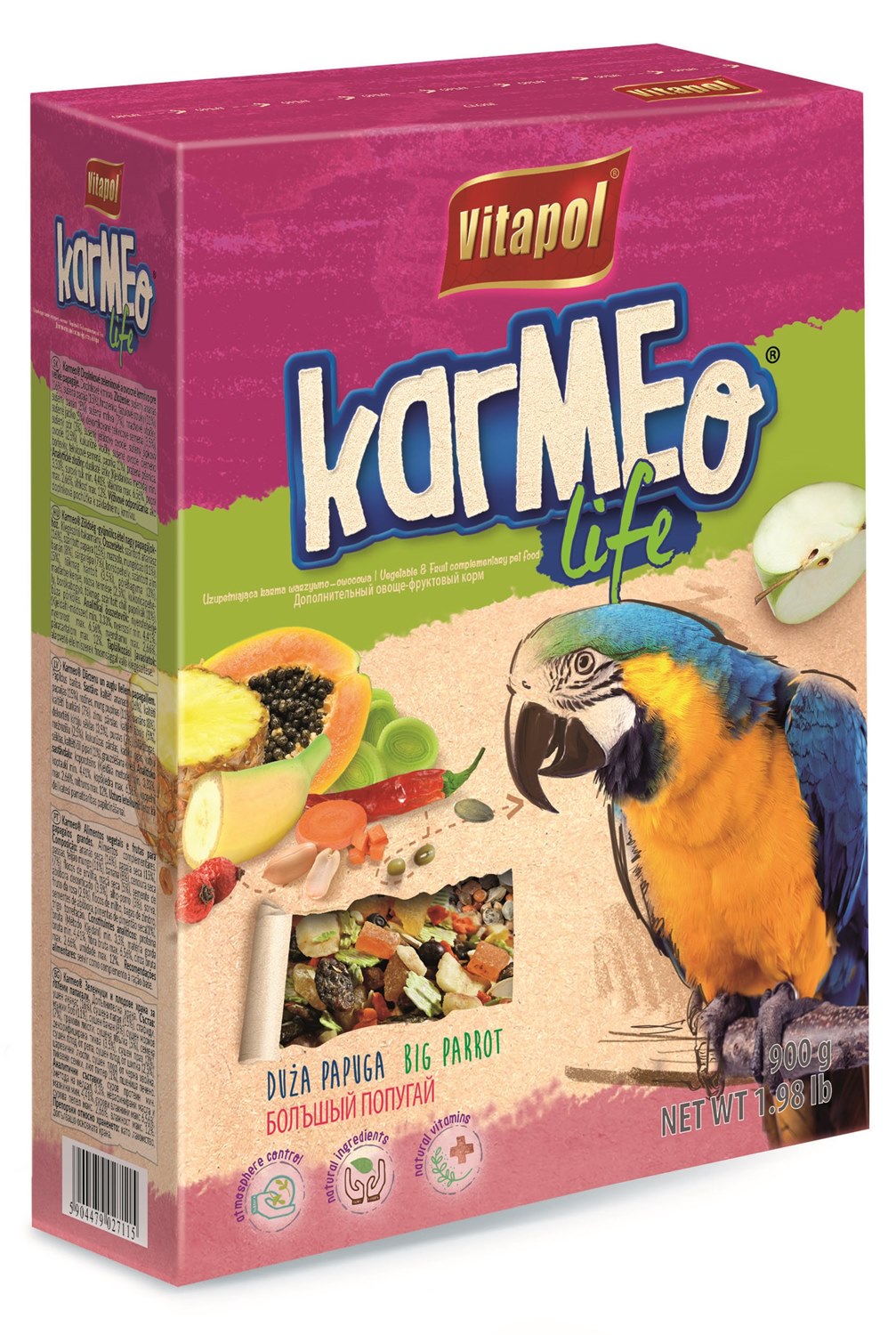 Karmeo Life karma owocowo-warzywna dla dużych papug 900g