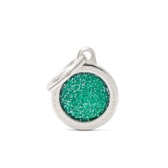 Shine Small Green Glitter Circle ID Tag