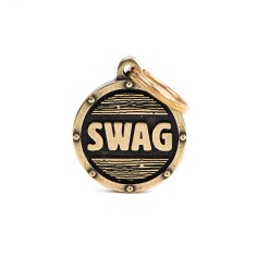 Bronx "Swag" Small Futuristic Circle ID Tag in English Brass