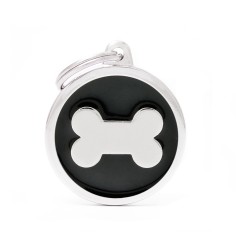 Classic Big Black Circle con Bone ID Tag