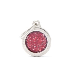 Shine Small Red Glitter Circle ID Tag