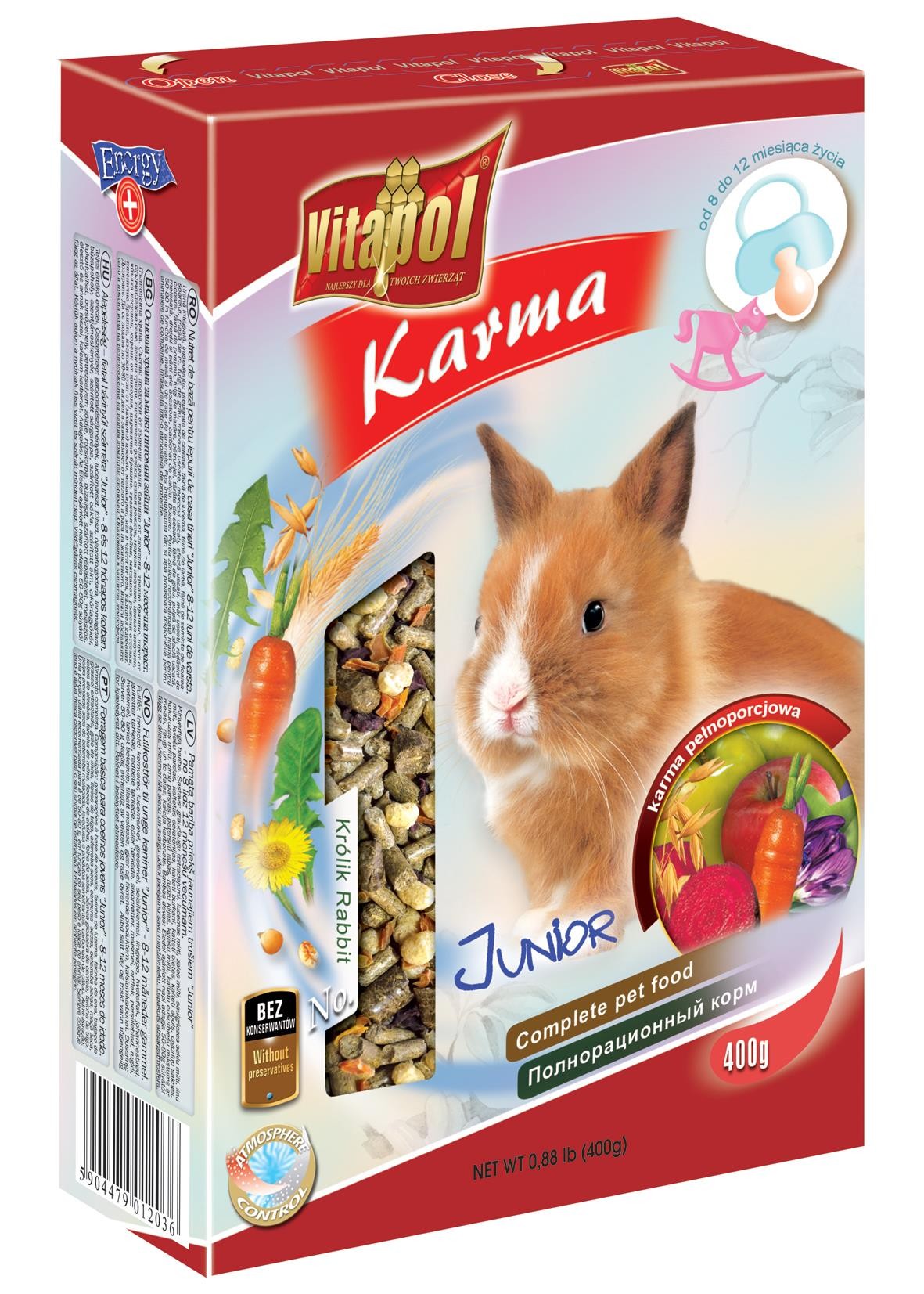 Karmeo Premium Junior Karma pełnoporcjowa dla królika 8-12 miesięcy 400 g