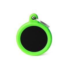 Hushtag Black Aluminum Circle ID Tag with Green Rubber