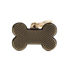 Bronx Big Rhombus Bone ID Tag in English Brass