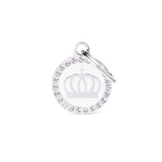 Glam White Crown ID Tag with Rhinestones