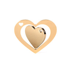 TwoGether Double Heart ID Tag in Gold-Plated Brass Glossy and Matte