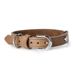 Taupe Ginevra Collar en Leather con Chrome Finishes