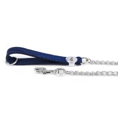 Blue Tucson Leash in Genuine Leather with Chain