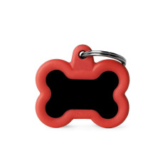 Hushtag Small Black Aluminum Bone ID Tag with Red Rubber