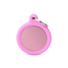 Hushtag Pink Aluminum Circle ID Tag with Rubber