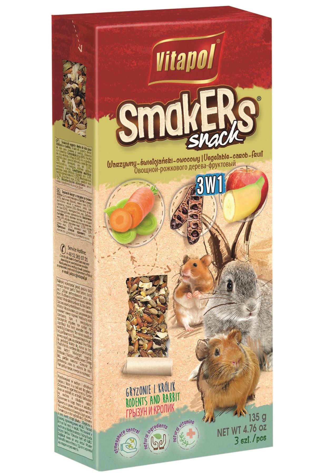 Smakers Snack 3w1 dla gryzoni i królika 3 szt 135 g