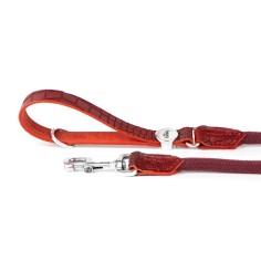 Red Tucson Leash in Genuine Leather with Rope