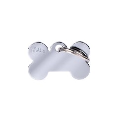 Basic Small Bone ID Tag in Chrome-Plated Brass
