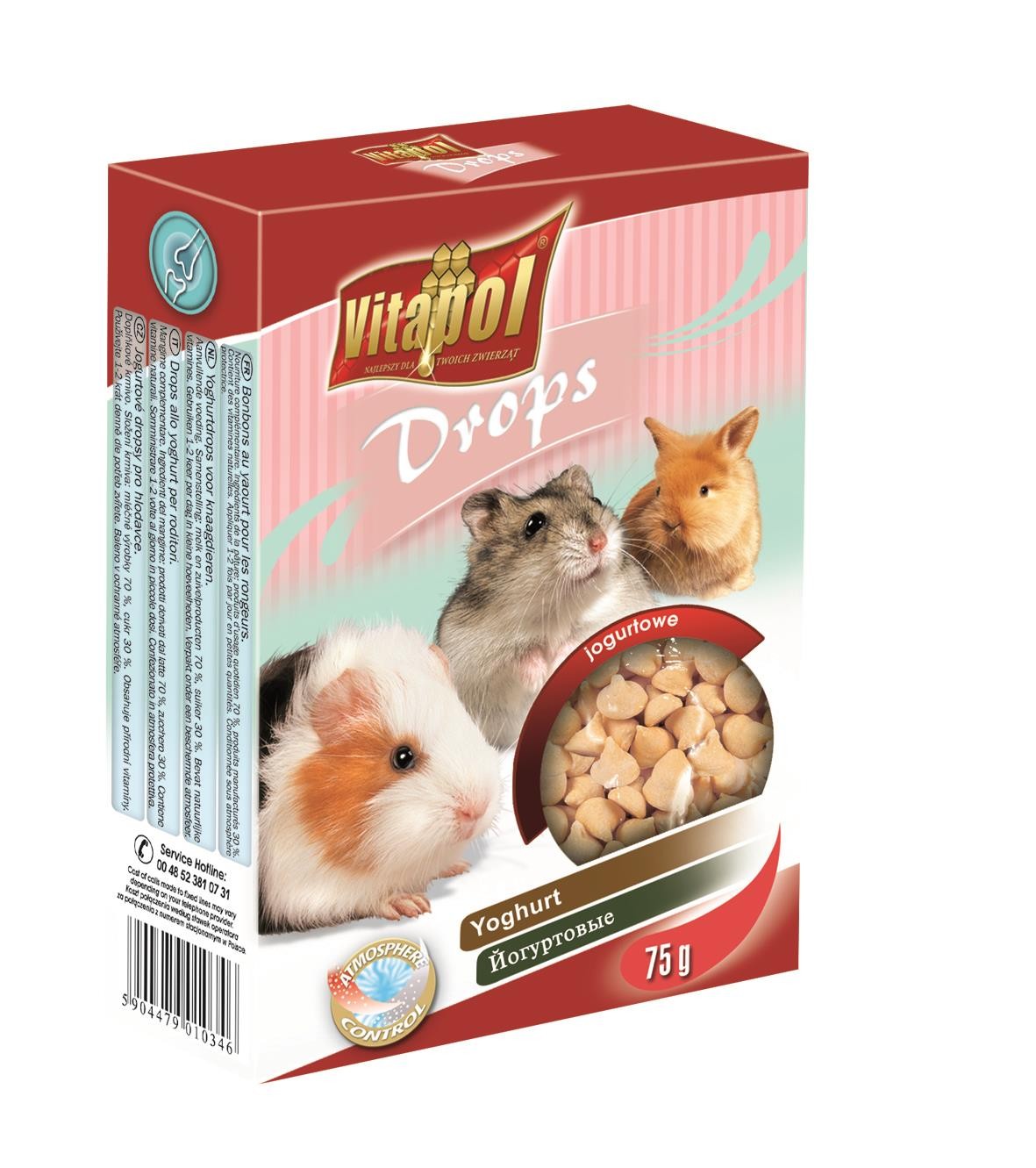 Dropsy jogurtowe dla gryzoni i królika 75 g