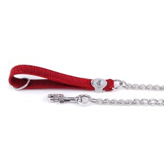 Red Tucson Leash in Genuine Leather with Chain