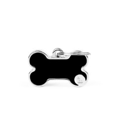 Basic Handmade Small Black Bone ID Tag