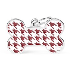 Style Pied de Poule XL Red Bone ID Tag