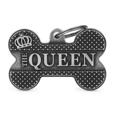 Bronx "The Queen" XL Bone ID Tag en Antique Silver