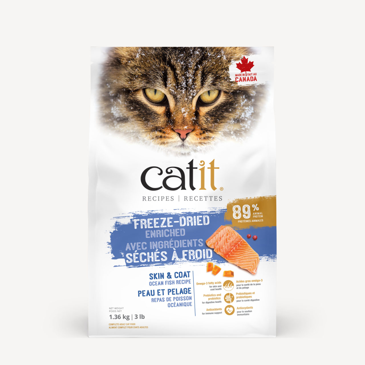 Catit Recipes Freeze-dried Enriched SKIN & COAT – Ocean Pescado Receta