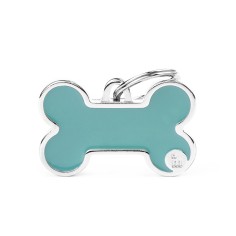 Basic Handmade Big Light Blue Bone ID Tag
