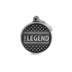 Bronx "The Legend" Small Circle with Studs ID Tag in Antique Silver