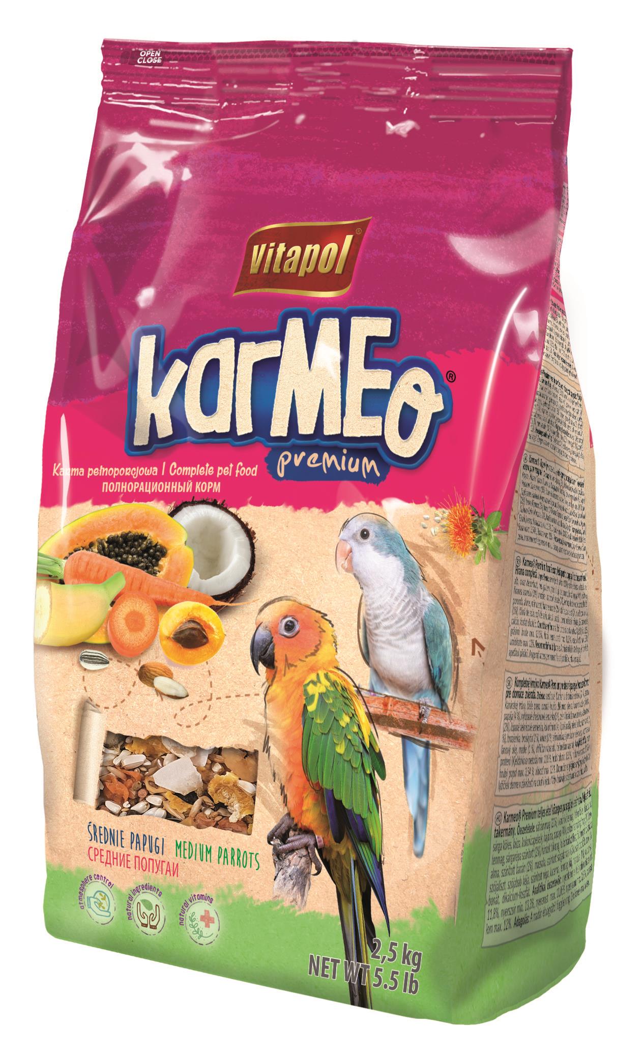 Karmeo Premium karma pełnoporcjowa dla średnich papug 2,5 kg