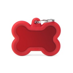 Hushtag Big Red Aluminum Bone ID Tag with Rubber