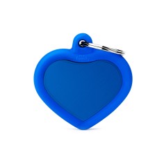 Hushtag Blue Aluminum Heart ID Tag with Rubber