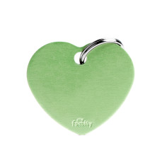 Basic Big Aluminum Green Heart ID Tag