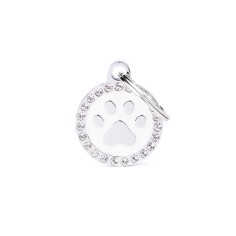 Glam White Paw ID Tag with Rhinestones