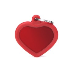 Hushtag Red Aluminum Heart ID Tag with Rubber