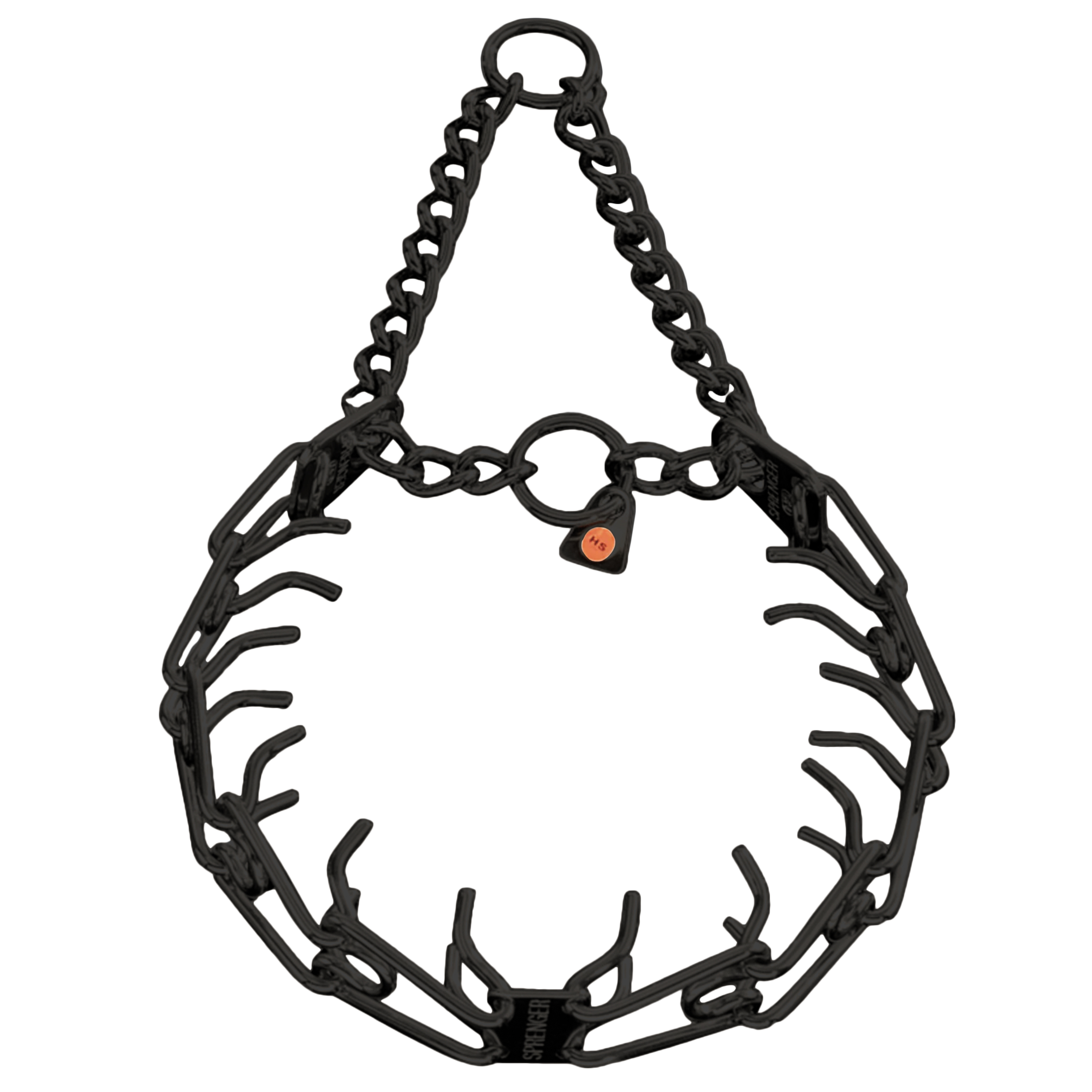 Herm. Sprenger ULTRA-PLUS Black Stainless Dog Training Collar with Center Plate and Assembly Chain and 2 Rings