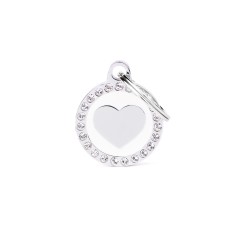 Glam White Heart ID Tag with Rhinestones