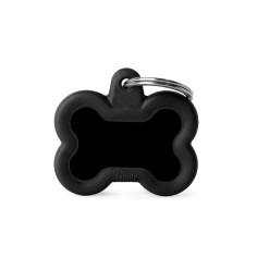 Hushtag Small Black Aluminum Bone ID Tag with Black Rubber