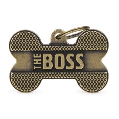 Bronx "The Boss" XL Bone ID Tag in English Brass