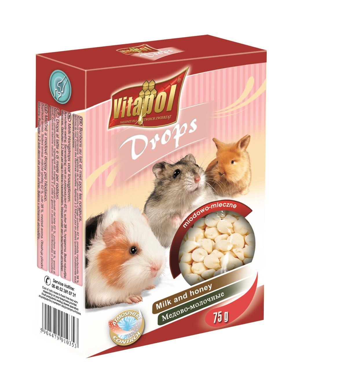 Dropsy mleczno-miodowe dla gryzoni i królika 75 g