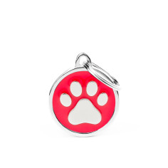 Classic Red Circle with Paw ID Tag