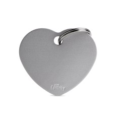 Basic Big Aluminum Gray Heart ID Tag