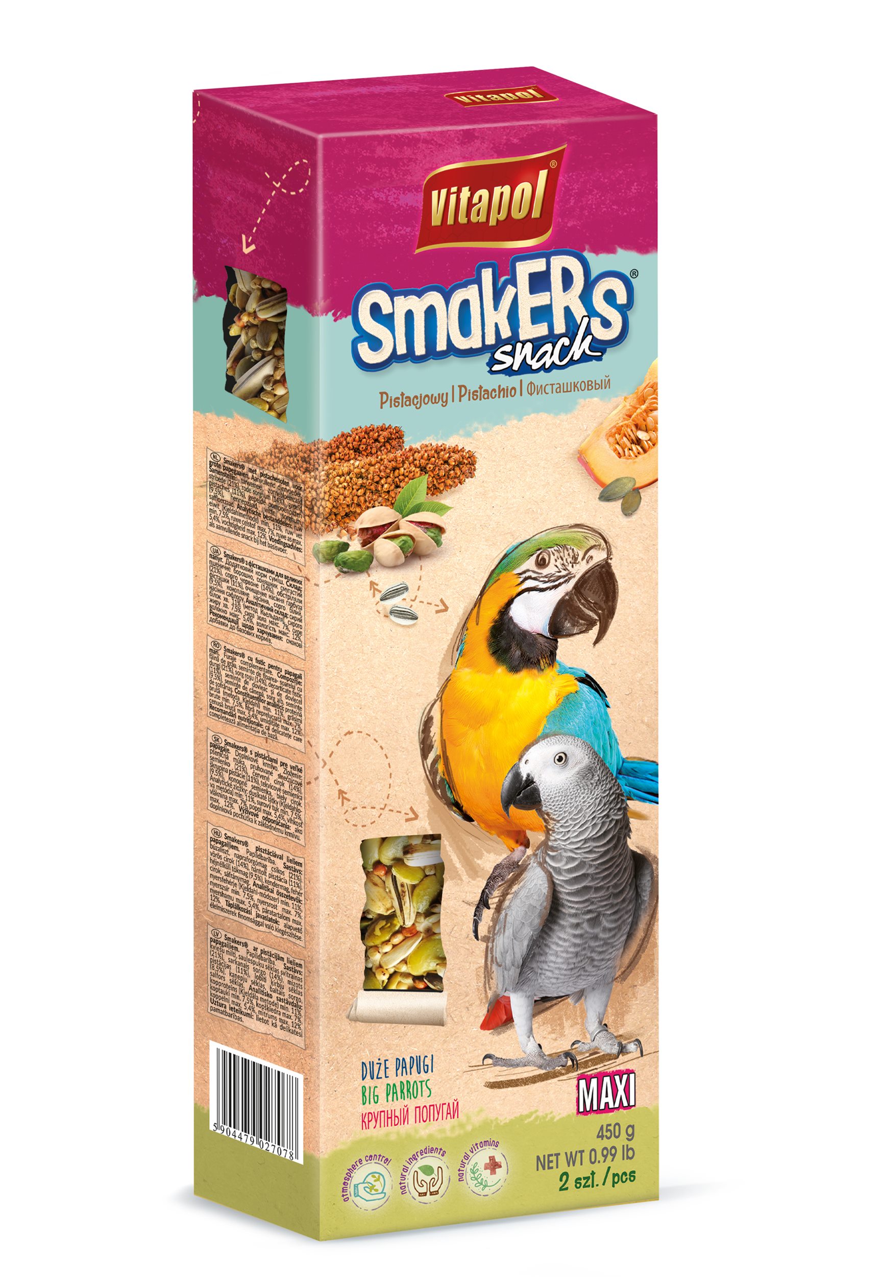 Smakers XXL pistacjowy dla dużych papug 2 szt.