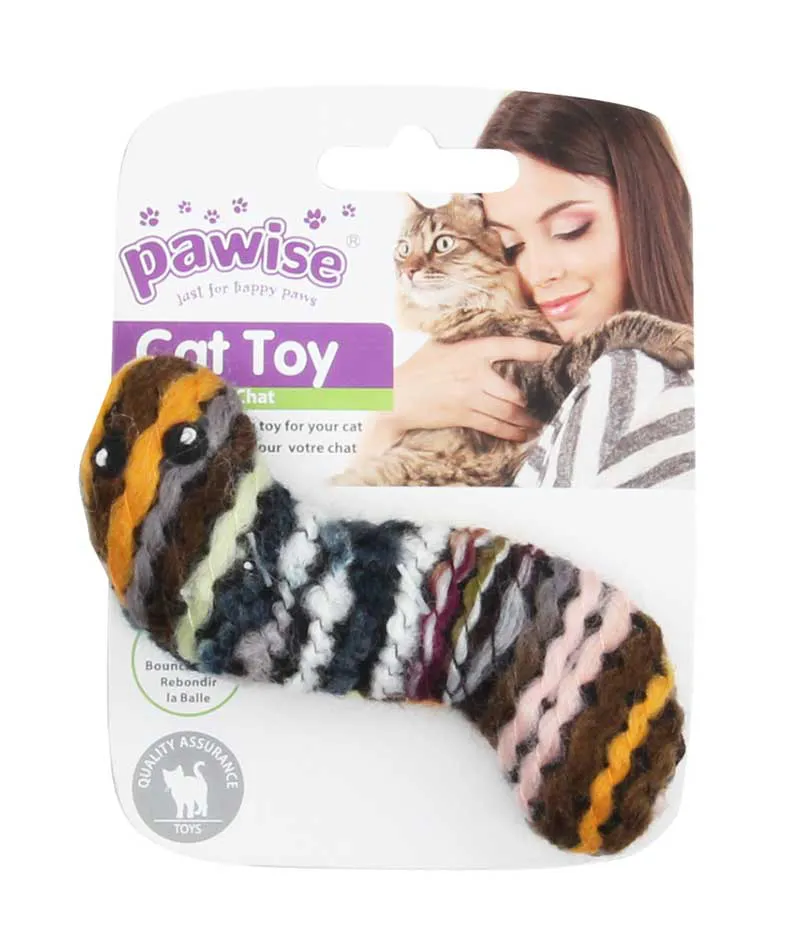 BRINQUEDO PARA GATO VERME DE LÃ COLORIDO