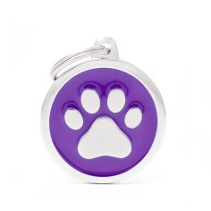 Classic Big Purple Circle con Paw ID Tag