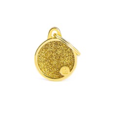 Shine Small Gold Glitter Circle ID Tag