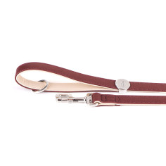 Bordeaux and Cream Hermitage Leash in Genuine Leather