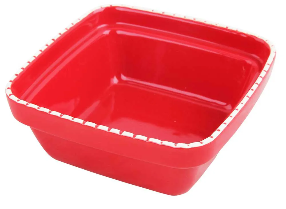 TIGELA CERÂMICA QUADRADA 1250ML-VERMELHO