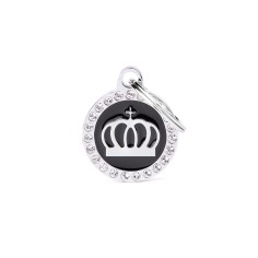 Glam Black Crown ID Tag with Rhinestones