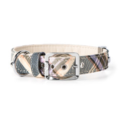 Hermitage Tartan Collar en Genuine Crema Leather