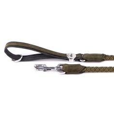 MyFamily London Dog Leash in Fine Crafted Green Leatherette and Rope