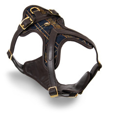 Hermitage Tartan H-Harness en Genuine Brown Leather